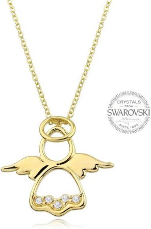 Náhrdelník zlatý Anjel so Swarovski Elements Krystal