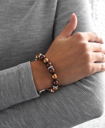 Náramek se Swarovski Elements perla hnědá 33016.3 Brown