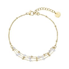 Náramok oceľový s bielym jadeitom 43065.1