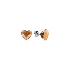 Náušnice oranžové so Swarovski Elements Heart K2808RG Rose Gold