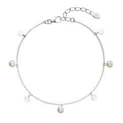 Strieborný náramok tri perličky striedavo so striebornou placičkou 23027.1