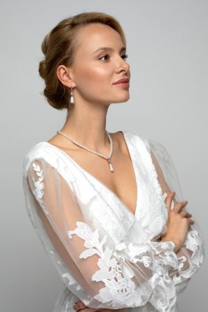Súprava so Swarovski Elements perla 39121.1 Biela