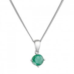 Stříbrný náhrdelník s pravým minerálním kamenem zelený 12080.3 emerald