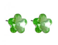 Náušnice so Swarovski Elements kvetinka Zelená 10 mm Peridot