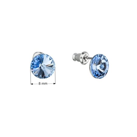 Náušnice bižuterie s křišťály Preciosa modré kulaté 51037.3 Lt. Sapphire