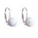 Strieborné visiace náušnice so syntetickým opál bielej okrúhle 11245.1 White s. Opal