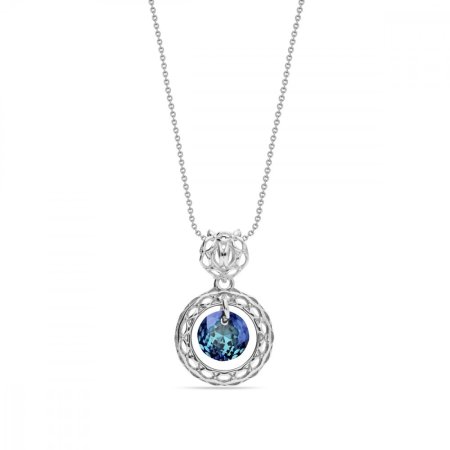 Náhrdelník modrý sa Swarovski Elements Circle Ajour NA64308BB Bermuda Blue