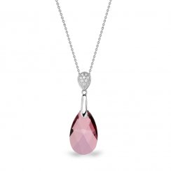 Stříbrný náhrdelník se Swarovski Elements růžová kapka Dainty Drop N610616AP Antique Pink