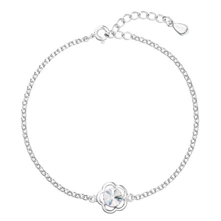 Stříbrný náramek se Swarovski krystaly bílá kytička 33117.1 Krystal