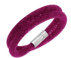 Náramek tmavě růžový Stardust s křišťály dvojitý SLXC-1