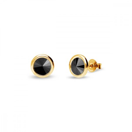 Náušnice čierne strieborné pozlátené sa Swarovski Elements Tiny Bonbon Studs KRG1122SS29J Jet 6 mm