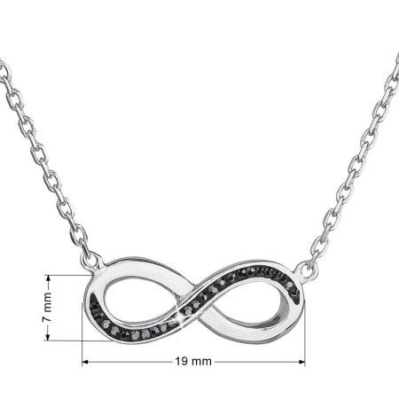 Strieborný náhrdelník s kryštálmi Swarovski čierne infinity, nekonečno 32023.5 Hematite