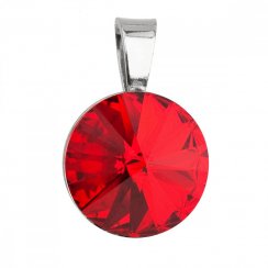 Stříbrný přívěsek s krystaly Swarovski červený kulatý-rivoli 34112.3 Light Siam