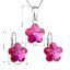 Sada šperků s krystaly Swarovski náušnice, řetízek a přívěsek růžová kytička 39143.3 Fuchsia