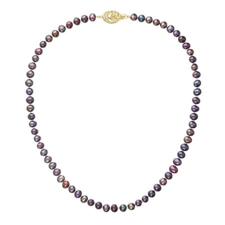 Perlový náhrdelník z riečnych perál so zapínaním zo 14 karátového zlata 922001.3/9265A dk.peacock
