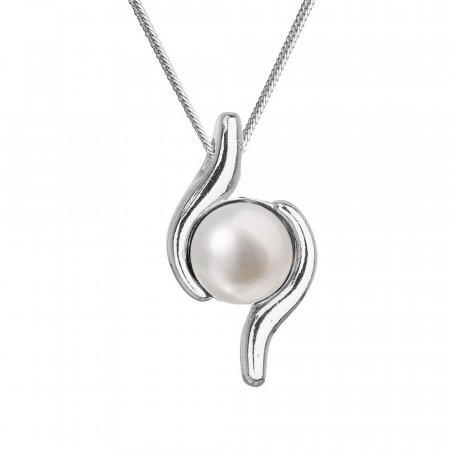 Strieborný náhrdelník s pravou riečnou perlou 22038.1 Biela