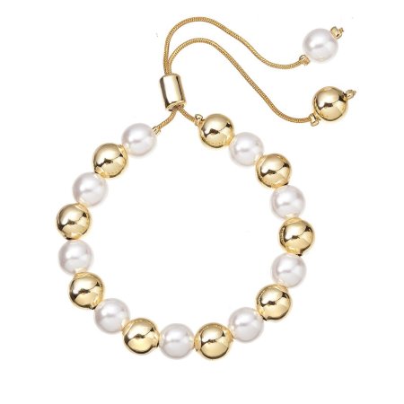 Zlatý bižutérny náramok s perlami 53003.1