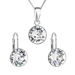 Súprava šperkov s kryštálmi Swarovski náušnice a prívesok biele okrúhle 39140.1 Kryštál