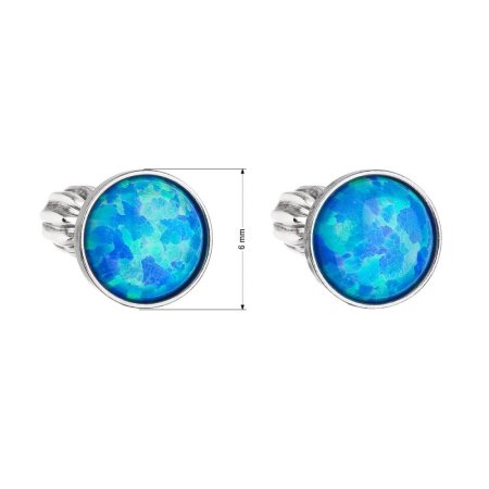 Stříbrné náušnice pecky se syntetickým opálem modré kulaté 11001.3 Blue s. Opal