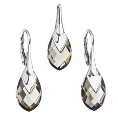 Súprava šperkov s kryštálmi Swarovski náušnice a prívesok šedá slza 39169.4 Black Diamond Lt. Chrome