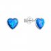 Stříbrné náušnice pecky se syntetickým opálem modré srdce 11337.3 Blue s. Opal