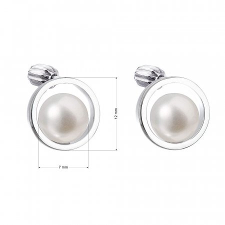Stříbrné náušnice pecky s bílou říční perlou 21041.1B