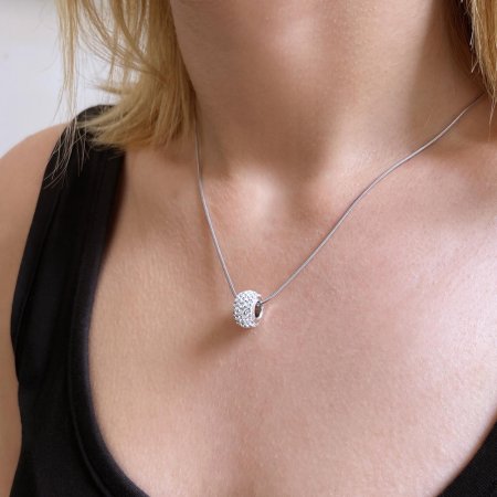Stříbrný náhrdelník s křišťály Preciosa bílý 32081.1
