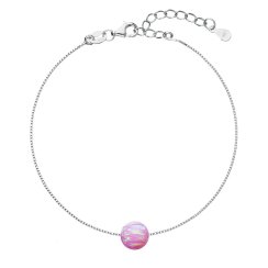 Stříbrný náramek se syntetickým opálem růžový kulatý 13019.3 Pink s. Opal