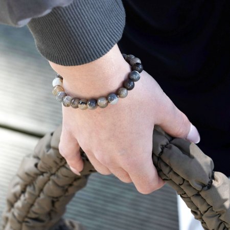 Náramek s minerálními kameny achát hnědý 43056.3