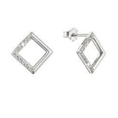 Strieborné náušnice kosoštvorčeky so zirkónmi 11527.1 crystal