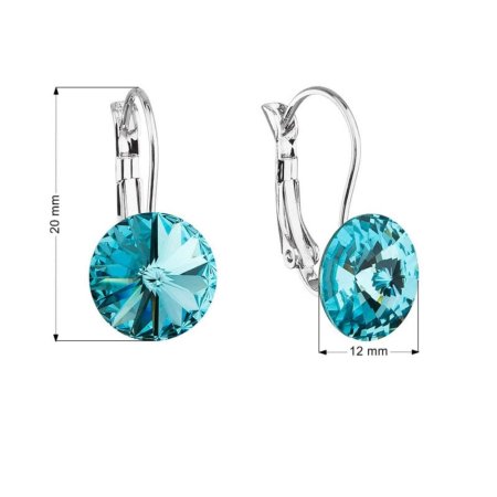 Náušnice Rivoli se Swarovski Elements Light Turquoise 12 mm