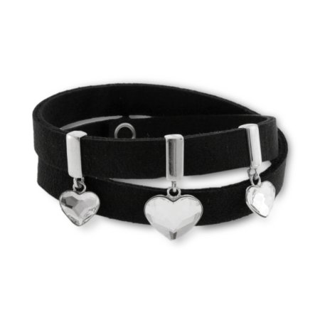Náramok so Swarovski Elements kryštálmi čierny Heart B2808CZC Kryštál