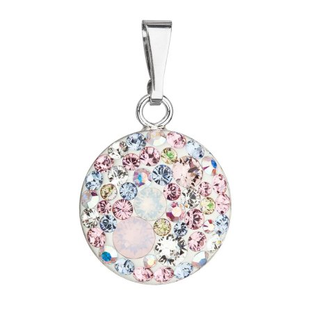 Stříbrný přívěsek s krystaly Swarovski mix barev kulatý 34225.3 Magic Rose