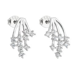 Strieborné náušnice pecka so zirkónom v bielej farbe 11093.1