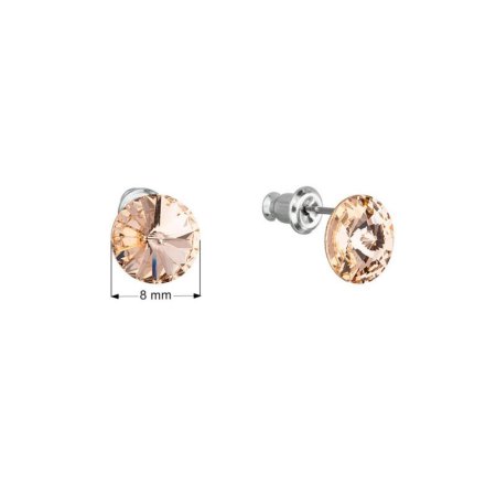 Náušnice bižutérie s krištáľmi Preciosa oranžové okrúhle 51037.3 Light Peach