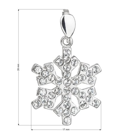 Strieborný prívesok s kryštálmi Swarovski biela vločka 34221.1 Krystal