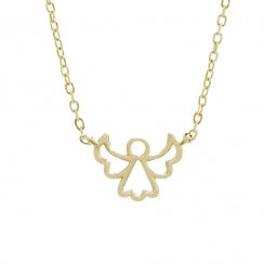 Strieborný náhrdelník s motívom anjela v zlatej farbe