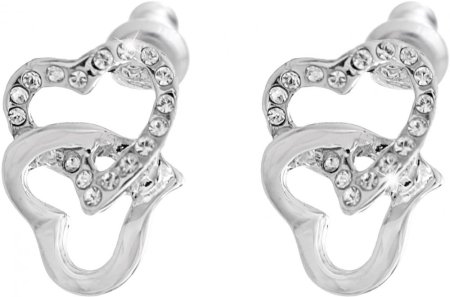 Náušnice čiré se Swarovski Elements srdce Krystal