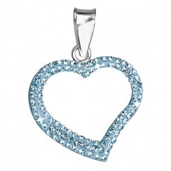 Stříbrný přívěsek s krystaly Swarovski modré srdce 34093.3 Aqua