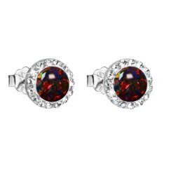 Stříbrné náušnice s opálem a Preciosa krystaly 31217.1 ruby