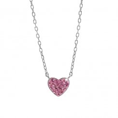 Strieborný náhrdelník srdca so Swarovski Elements Rose