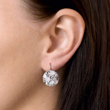 Sada šperků s krystaly Swarovski náušnice a přívěsek růžové kulaté 39117.3 Magic rose