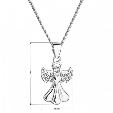 Strieborný náhrdelník anjel so Swarovski kryštálmi biely 32077.1 Krystal