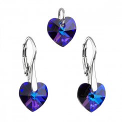 Sada šperků s krystaly Swarovski náušnice a přívěsek modrá srdce 39003.5 Heliotrope