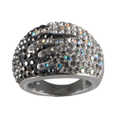 Prsteň so Swarovski Elements Kryštál + AB + Hematite