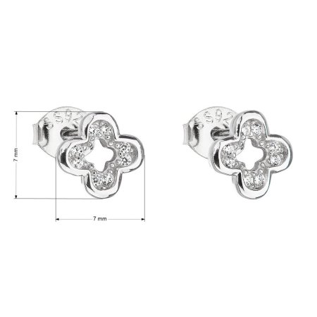 Strieborné náušnice pecka so zirkónom biela kvietka 11130.1