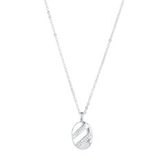 Stříbrný náhrdelník ovál se zirkony 12102.1 crystal