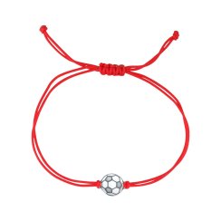 Textilný náramok Kabbalah červený so striebornou futbalovou loptou 13057.3 red