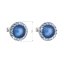 Strieborné náušnice pecka s kryštálmi Swarovski a tmavo modrou matnou perlou okrúhle 31214.3 Dark Blue