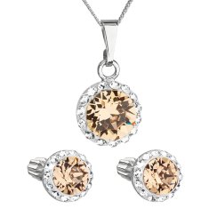 Sada šperků s krystaly Swarovski náušnice, řetízek a přívěsek hnědé oranžové kulaté 39352.3 Lt. Colorado Topaz